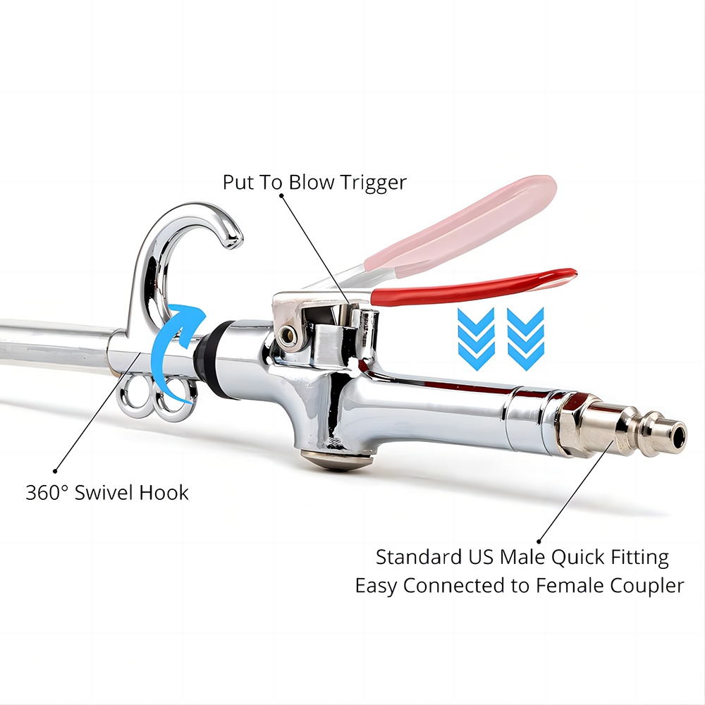 Retractable Long Nozzle Pneumatic Dust Blows Tool Gun Air Duster Blow Gun