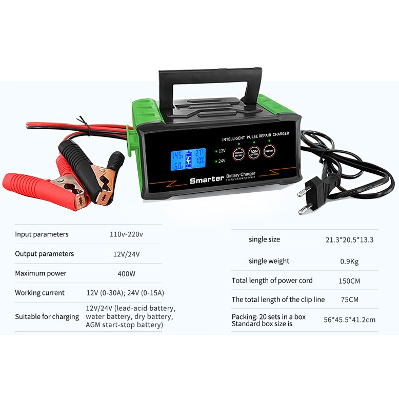 12V/24V 400W High Power Battery Charger Intelligent Repair