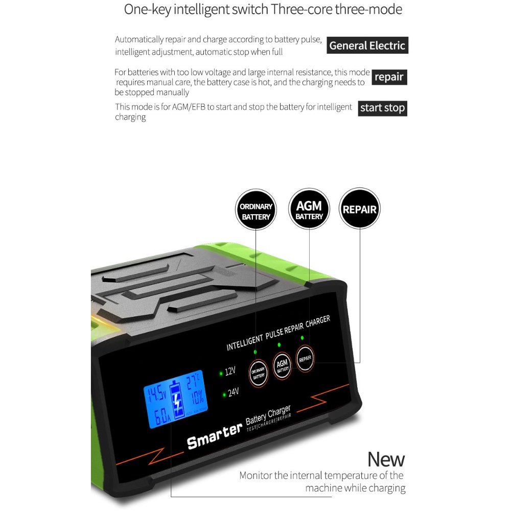 12V/24V 400W High Power Battery Charger Intelligent Repair