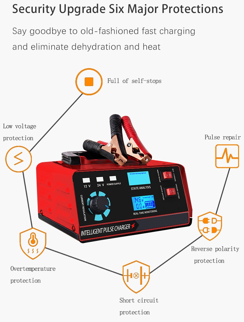 12V/24V Smart Battery Charger Ordinary/ Lithium Battery