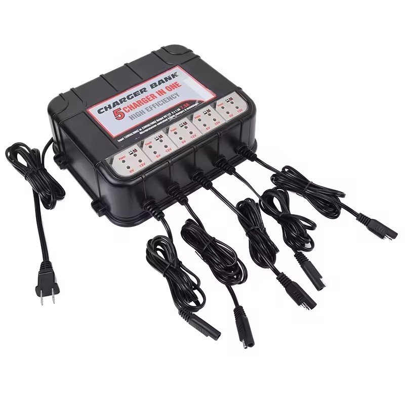 5-bank 7.5A Smart 12V Lead-Acid/LifeP04  Battery Charger