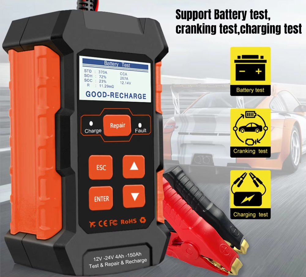 12V/24V 3 in 1 Battery Tester/Charger/Pulse Repair