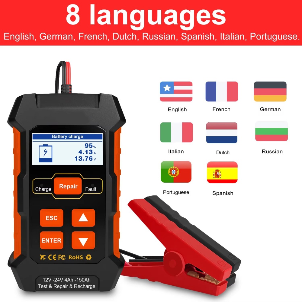 12V/24V 3 in 1 Battery Tester/Charger/Pulse Repair