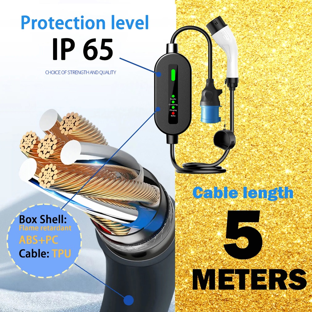 CEE Plug Portable Smart EV Charger For Electric Vehicle Charging