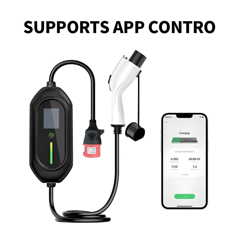 CEE Plug Portable Smart EV Charger For Electric Vehicle Charging