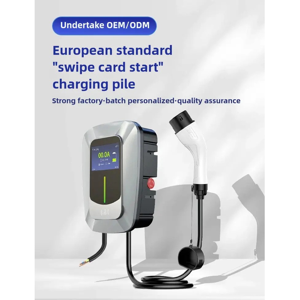 European Wall-Mounted Electric Vehicle Charging Pile 7kW 11kW 22kW AC Swipe Card Activated
