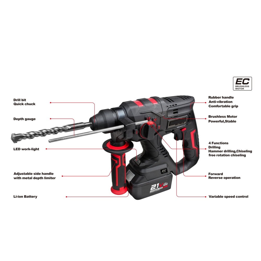 Rotary Hammer With 21V Li-ion Battery