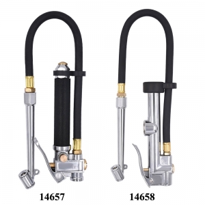 Heavy Duty Tire Inflator Air Pressure Gauge with Rubber Hose