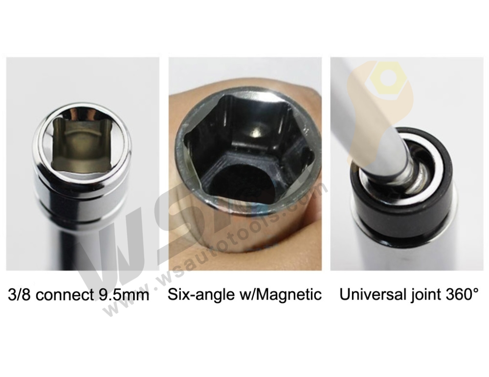 Long handle Universal Spark Plug Socket Wrench W/Magnetic Swivel