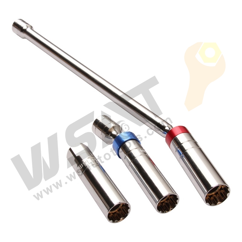 Long handle Universal Spark Plug Socket Wrench W/Magnetic Swivel 12-Angle