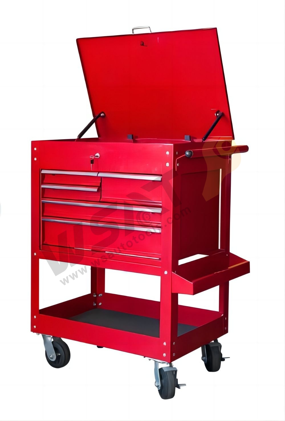 Heavy Duty Steel Rolling Tool Storage Cart with Top Cabinet and 5 Drawers