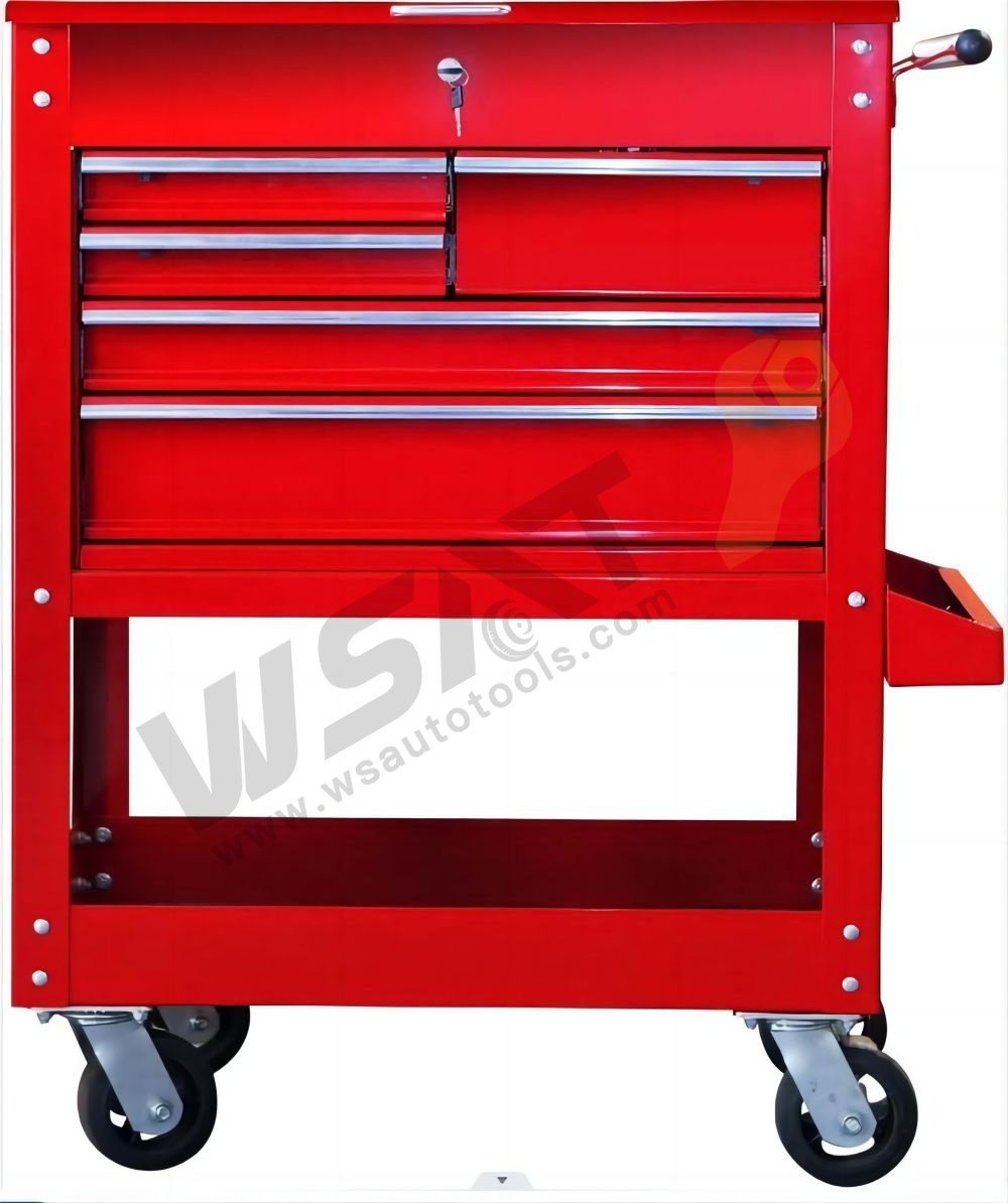 Heavy Duty Steel Rolling Tool Storage Cart with Top Cabinet and 5 Drawers
