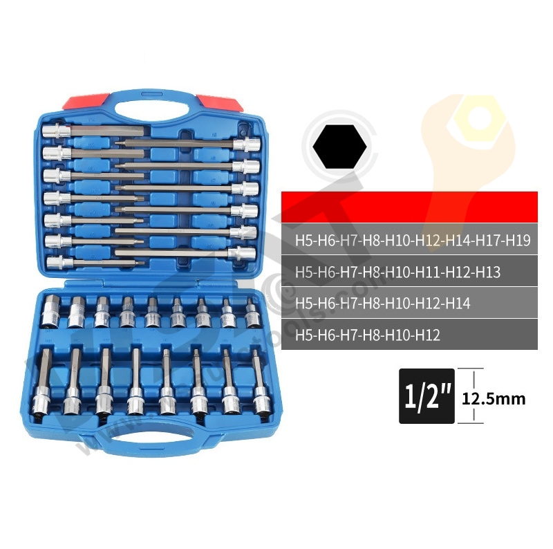 30pcs Socket Bit Set-H type &T&M 1/2"Dr