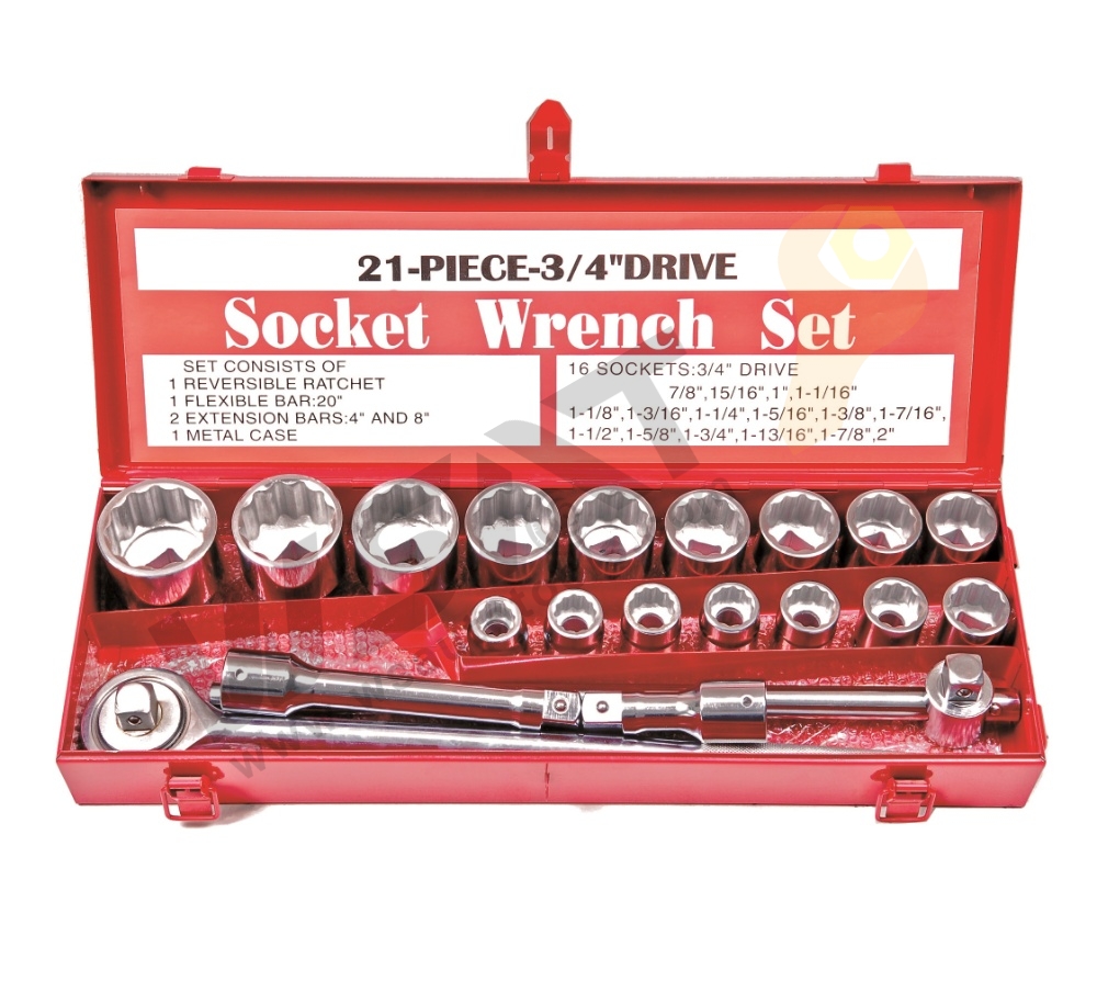 21PCS Heavy Duty Socket Set 3/4"Dr