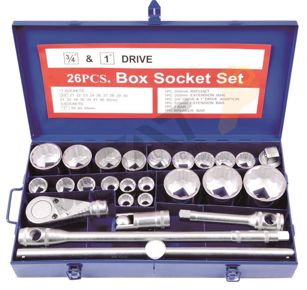26PCS 3/4" &1"DR Box Socket Wrench Set