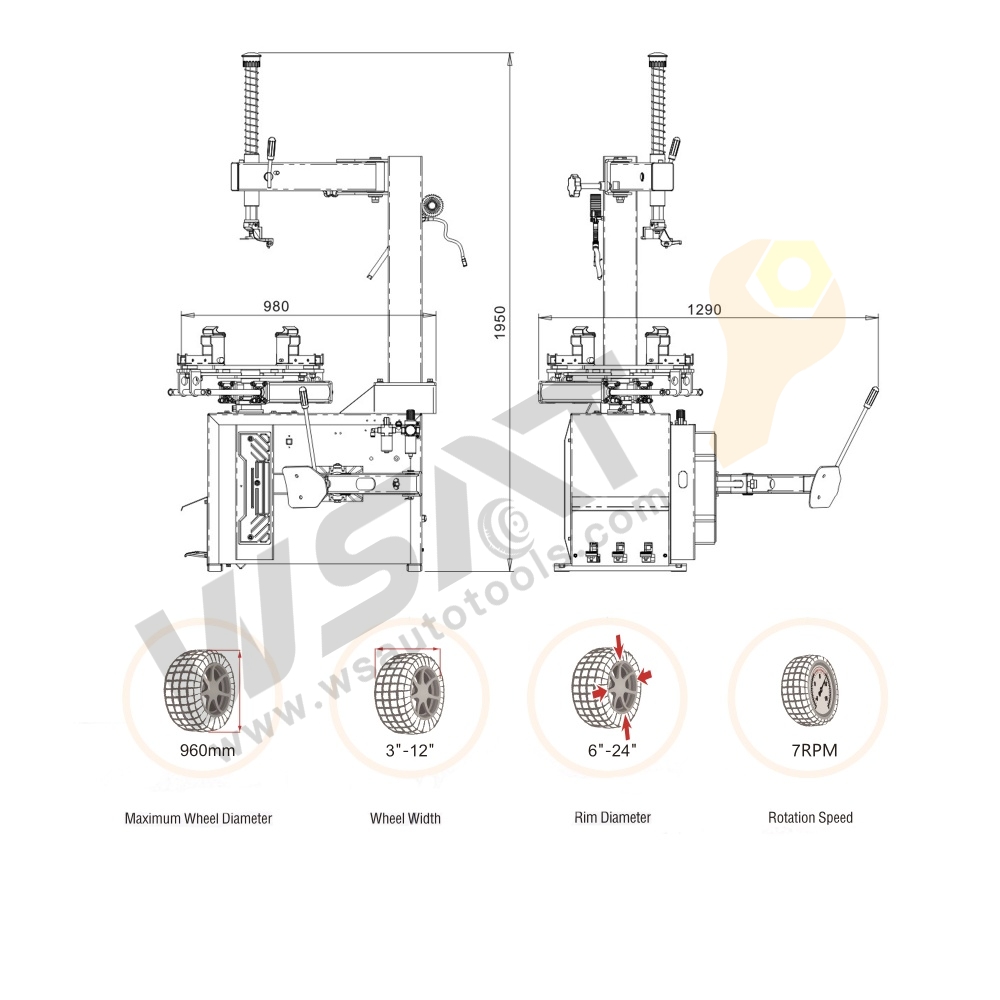 Motorcycle Tire Changer for 6" to 24" Tyres