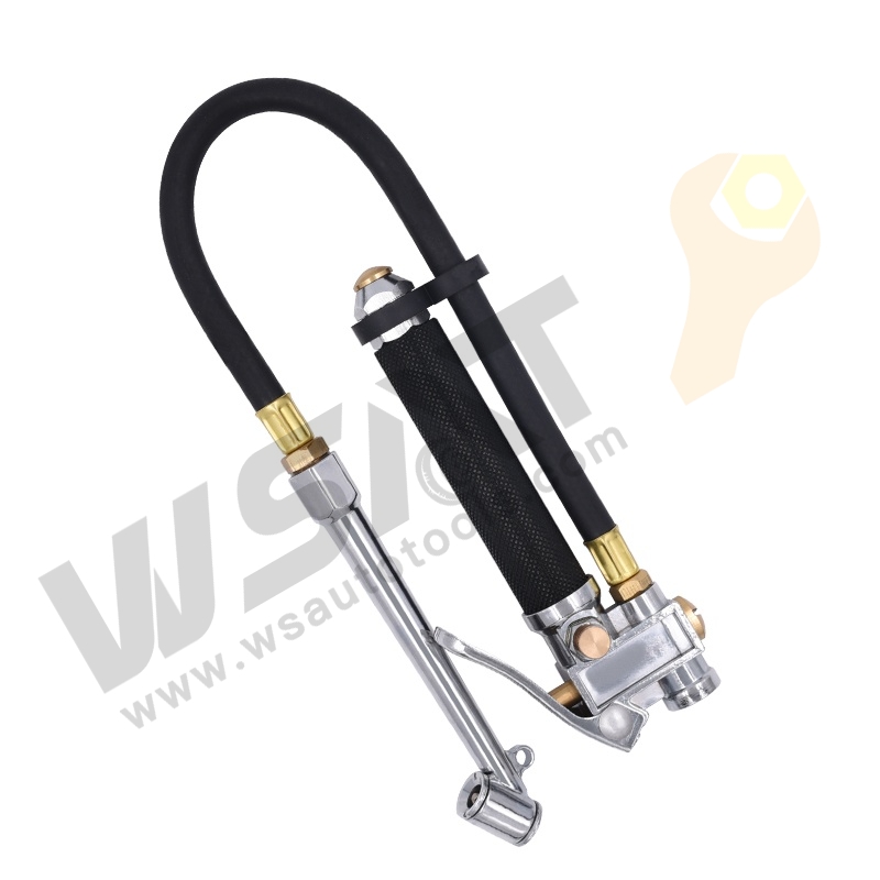 Heavy Duty Tire Inflator Air Pressure Gauge with Rubber Hose