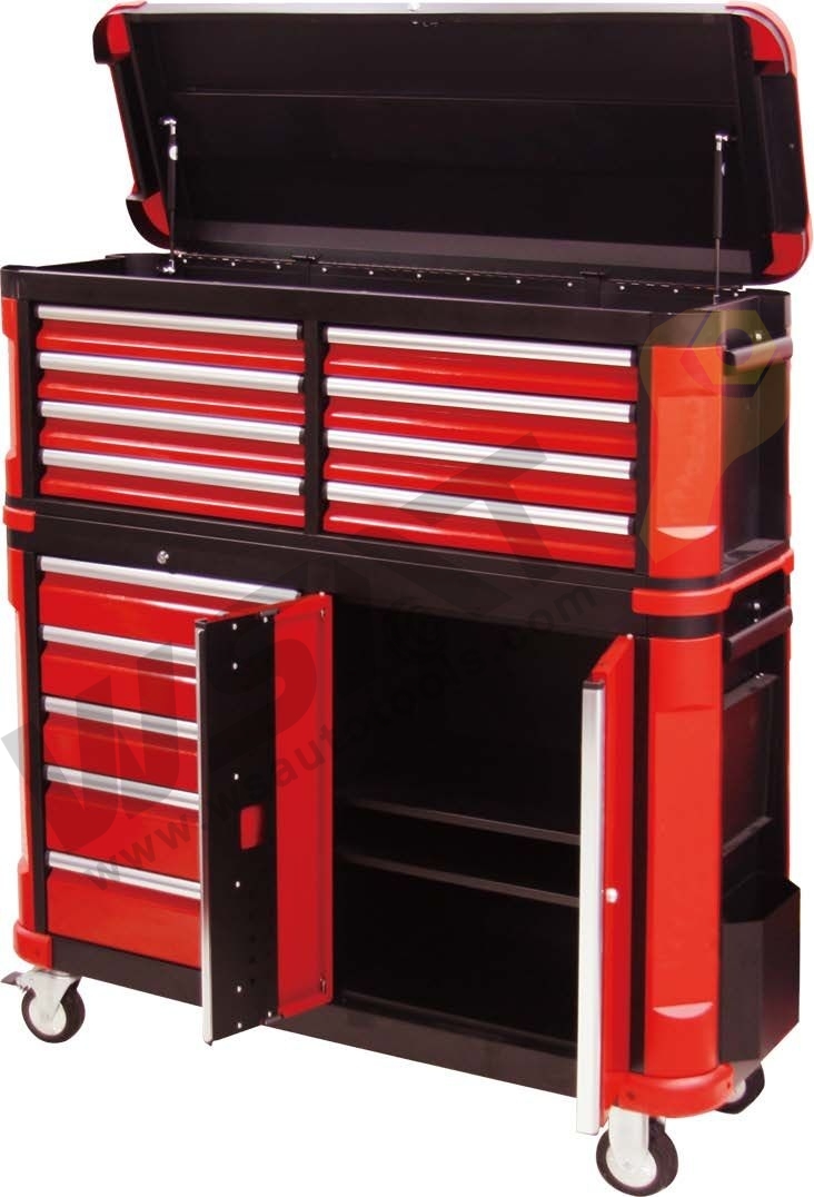 Metal tool cabinet set with drawers and side tray for workshop box