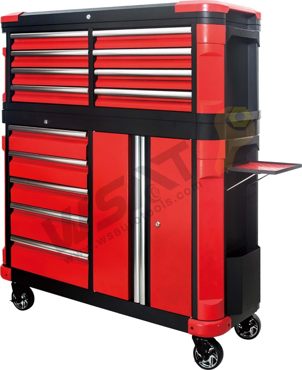 Metal tool cabinet set with drawers and side tray for workshop box