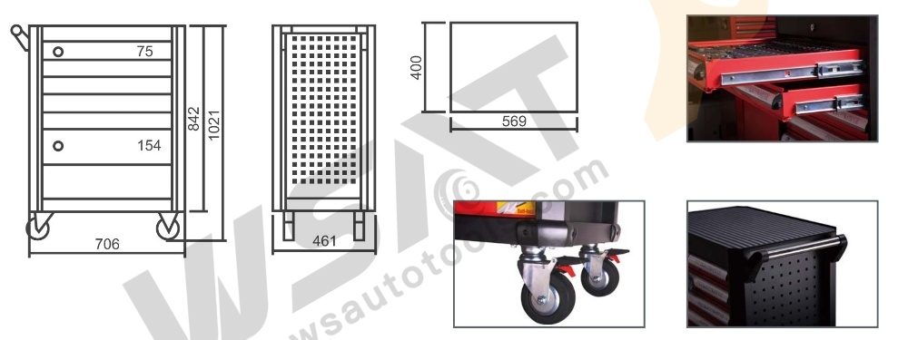 262PCS  7-Drawer Tool Trolley With Tools