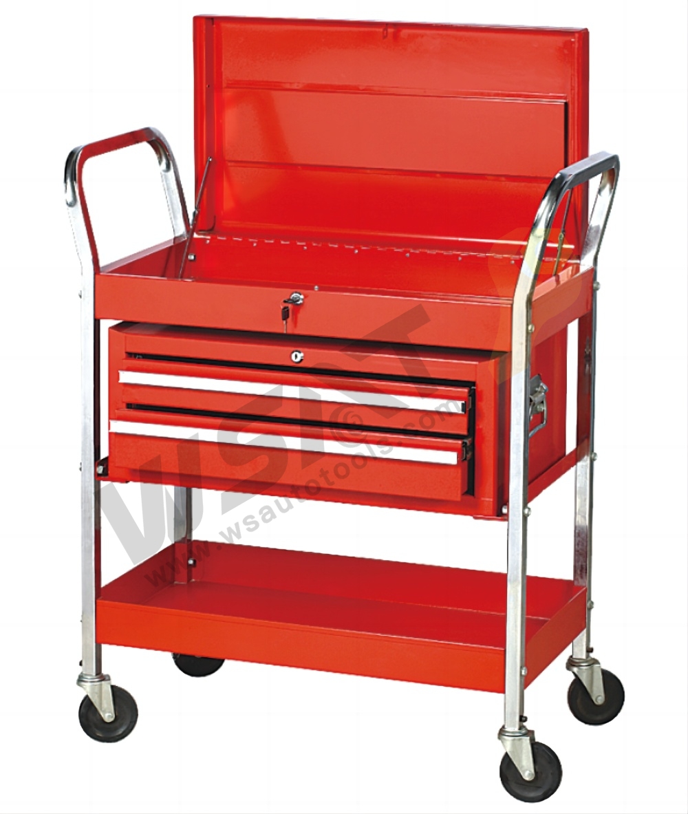 2 Shelf Service Cart With Locking Lid And 2-drawer Chest