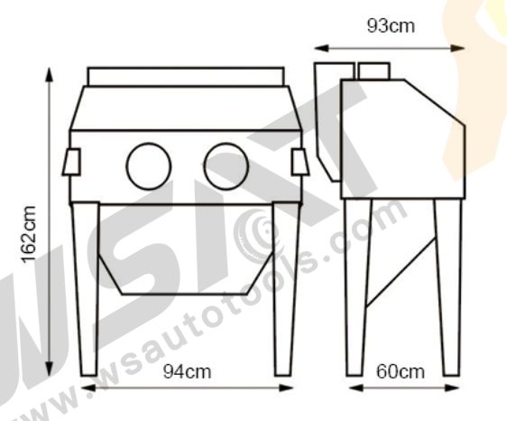 350L Cabinet Sandblaster Industrial-quality Pistol-grip Blassting Gun-foot-pedal Operated