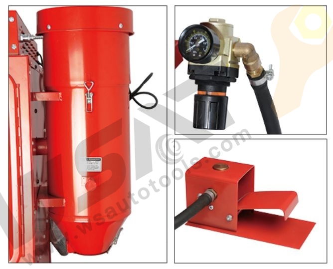 420L Cabinet Sandblaster Industrial-quality Pistol-grip Blassting Gun-foot-pedal Operated