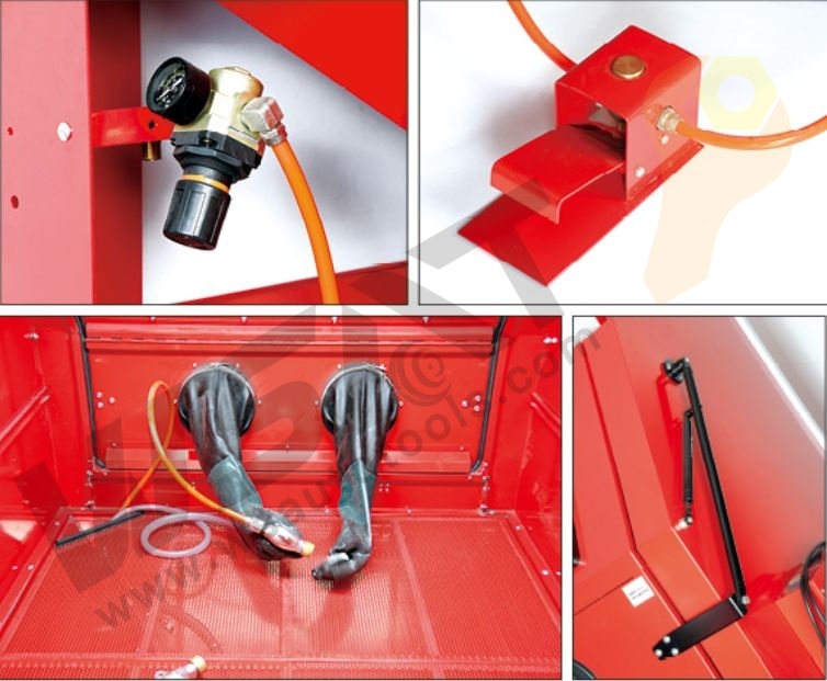 990L Cabinet Sandblaster Industrial-quality Pistol-grip Blassting Gun-foot-pedal Operated