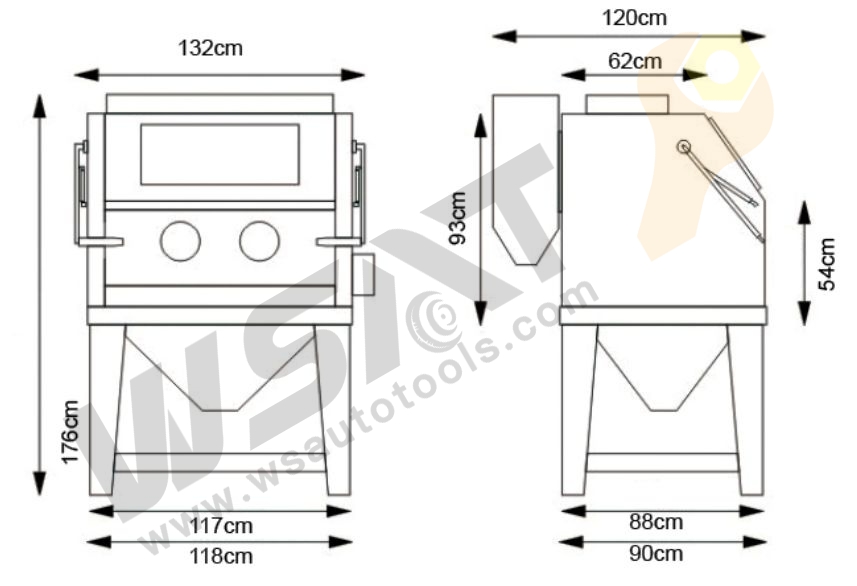 990L Cabinet Sandblaster Industrial-quality Pistol-grip Blassting Gun-foot-pedal Operated