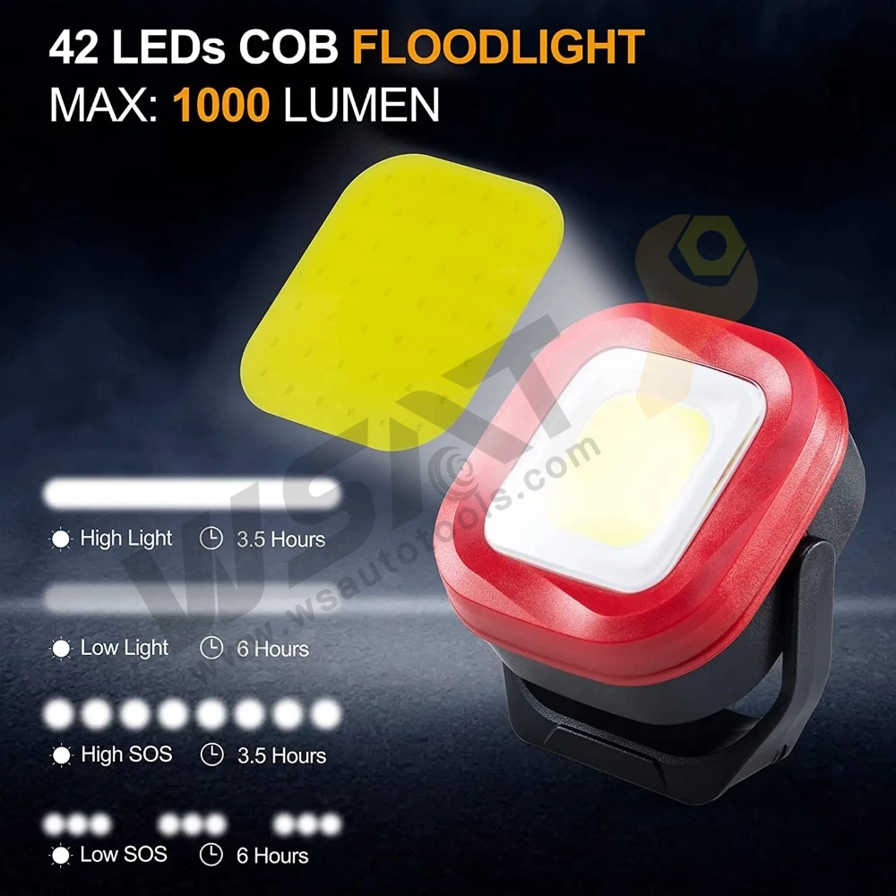 8W COB Magnetic Rechargeable 1000 Lumens Work Lights for Car Repair Emergency LED Work Light