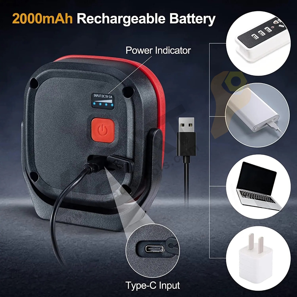 8W COB Magnetic Rechargeable 1000 Lumens Work Lights for Car Repair Emergency LED Work Light