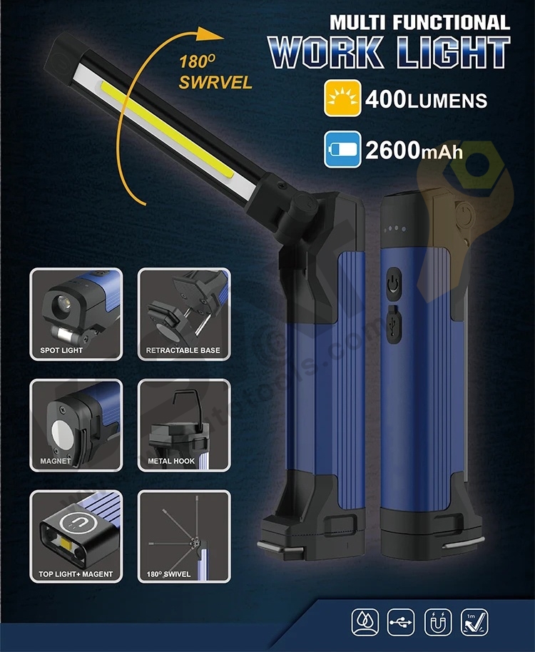 Rechargeable and adjustable outdoor camping portable LED floodlight USB flashlight magnetic led work light