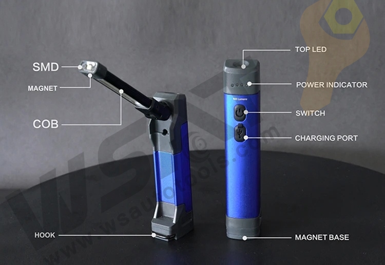 Rechargeable and adjustable outdoor camping portable LED floodlight USB flashlight magnetic led work light