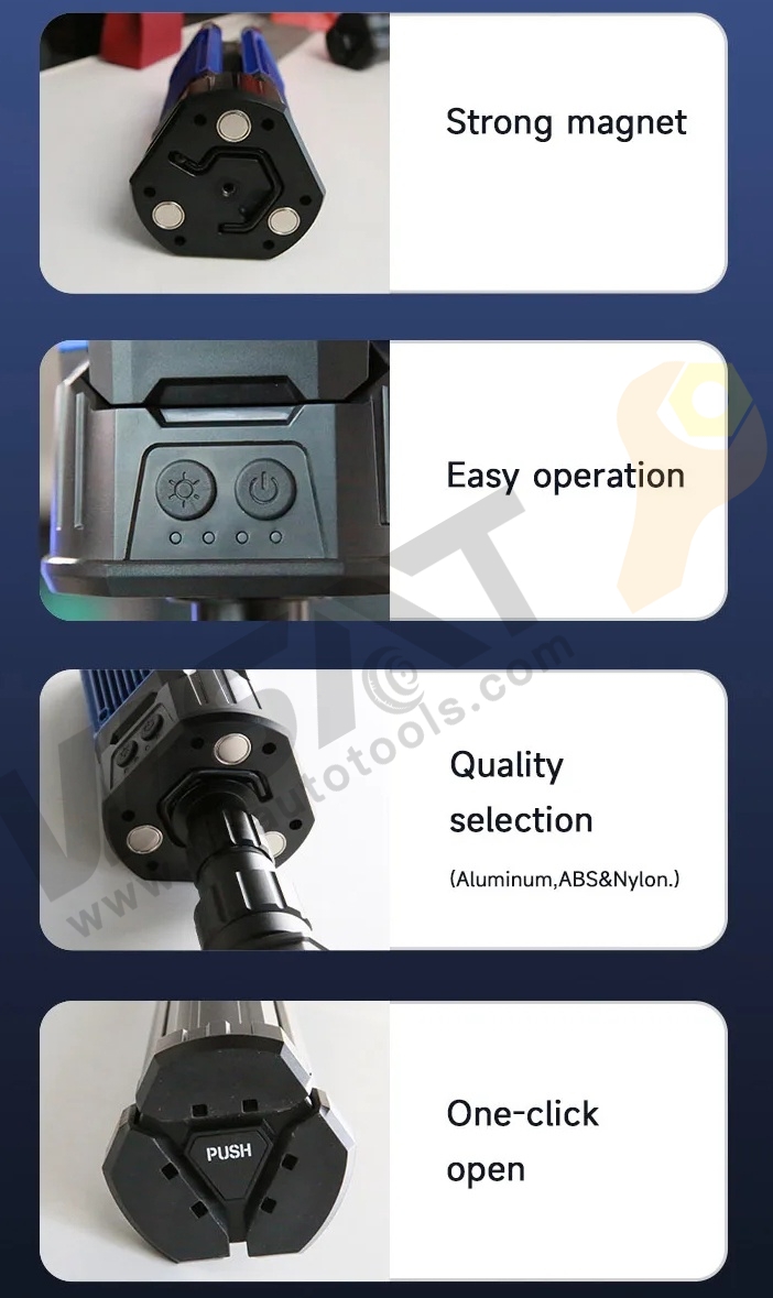 Portable 3-head LED Inspection Work lamp Rechargeable 7000lumen magnetic Tripod LED Work Light with Collapsible stand