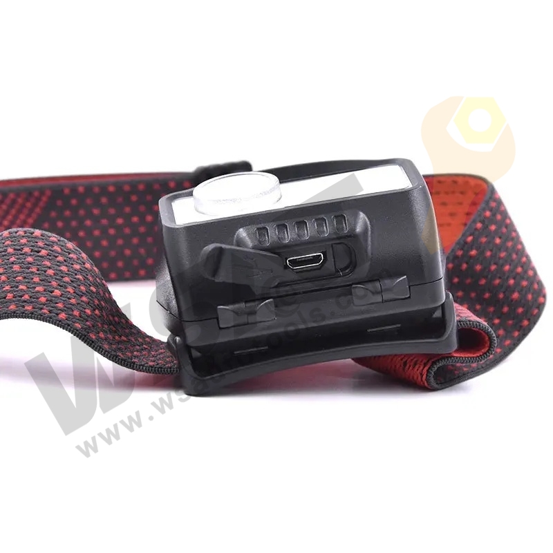 Rechargeable COB LED Motion Sensor Headlamp With Red Warning Light