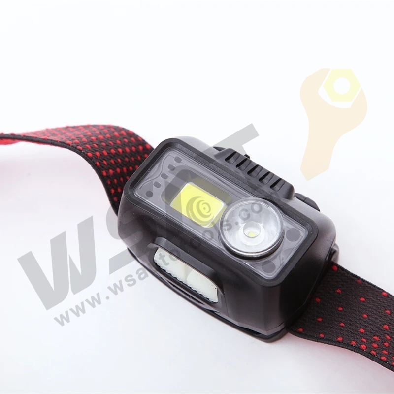 Rechargeable COB LED Motion Sensor Headlamp With Red Warning Light