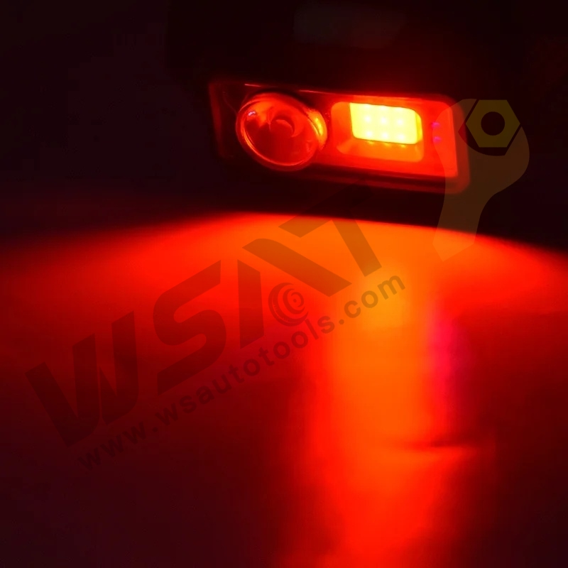 Rechargeable COB LED Motion Sensor Headlamp With Red Warning Light