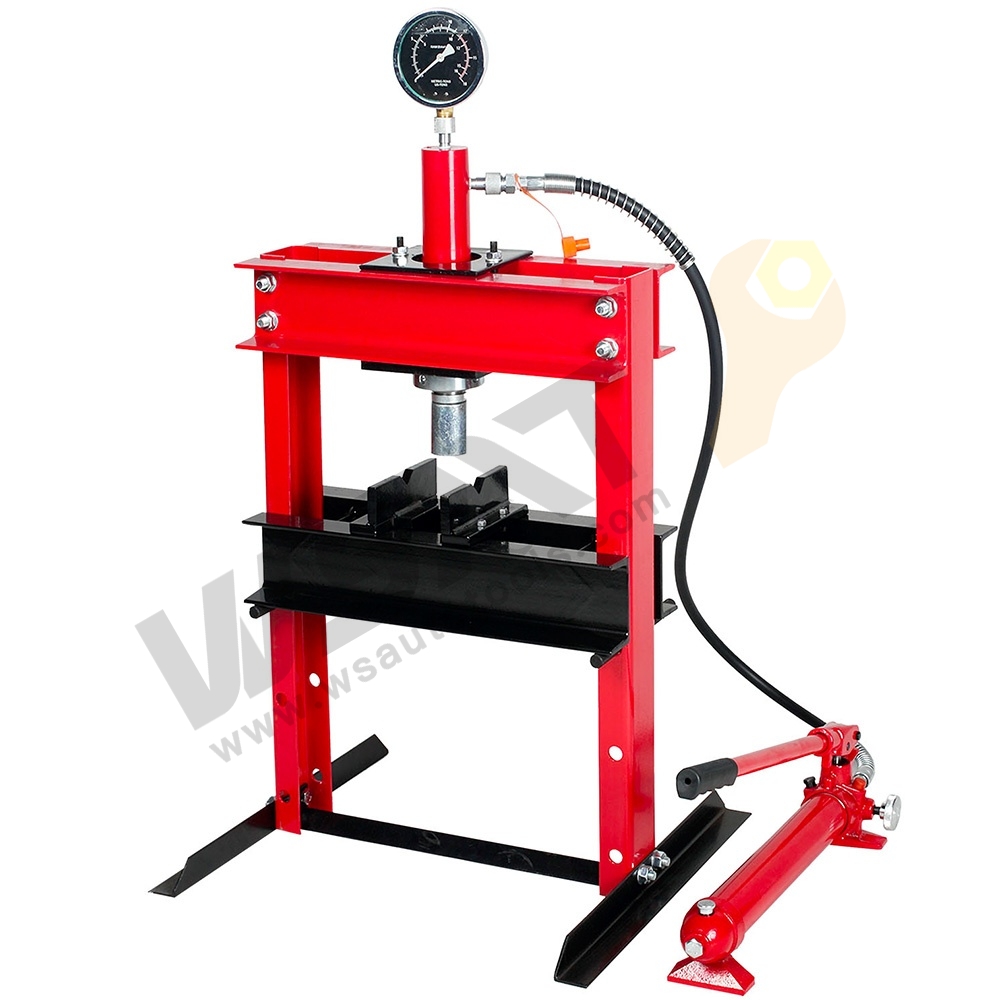 Hydraulic Shop Press with Manual Pump and Gauge