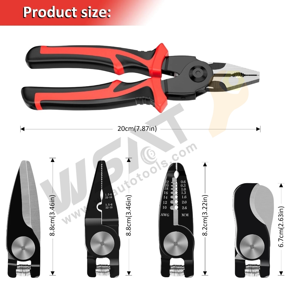 5 in 1 Interchangeable Head Cutting Crimping Pliers Tool Set