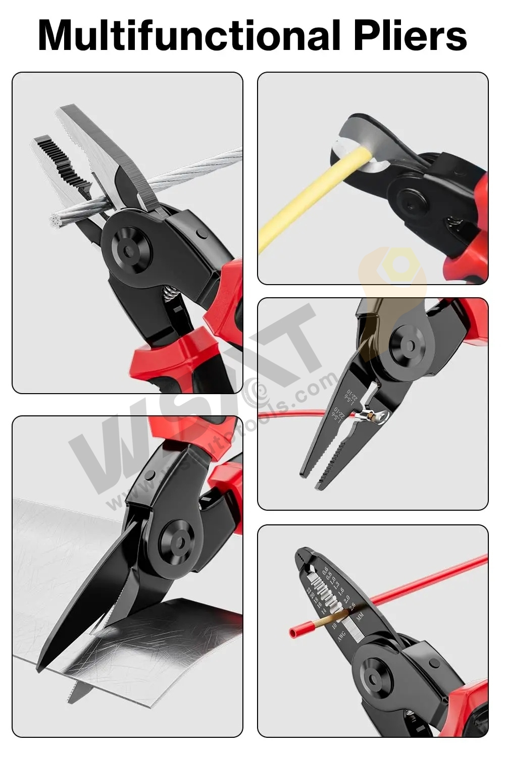 5 in 1 Interchangeable Head Cutting Crimping Pliers Tool Set