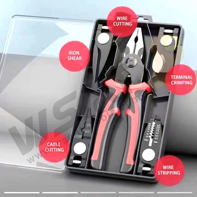 5 in 1 Interchangeable Head Cutting Crimping Pliers Tool Set