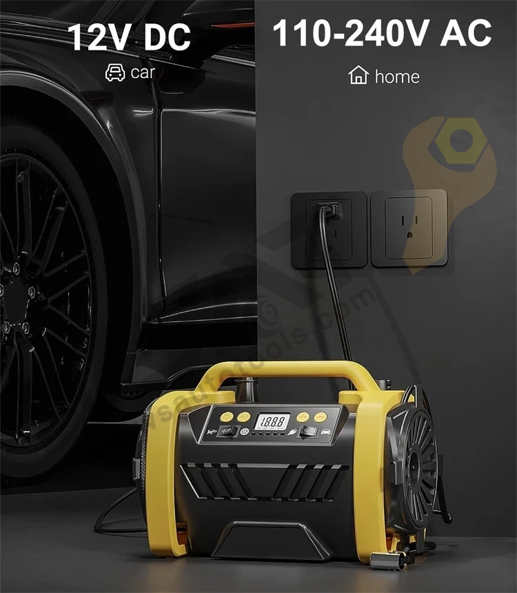 AC/DC 12V Portable Car Tire Inflator Air Compressor
