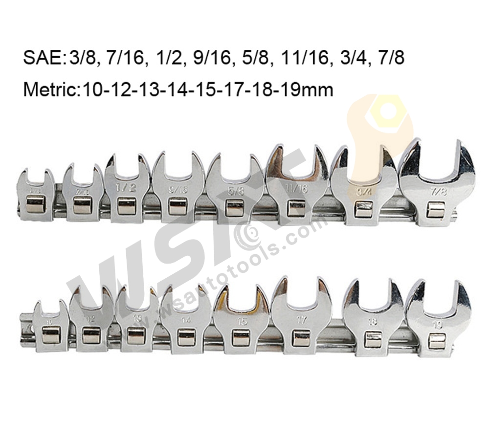 3/8" Dr. Crows Foot Wrench Set-Open End