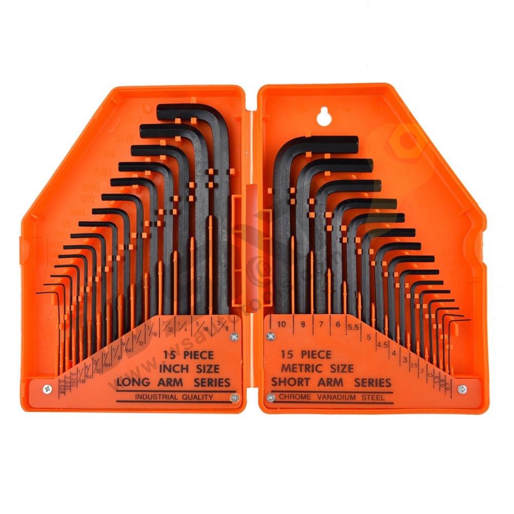 30pcs Inch/Metric Hex Key Wrench Set