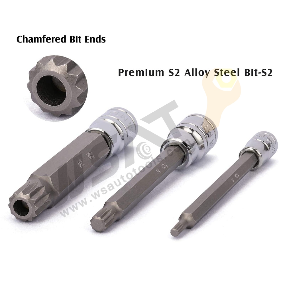 10pcs Socket Bit Set-M type 1/4"&3/8"&1/2"Dr