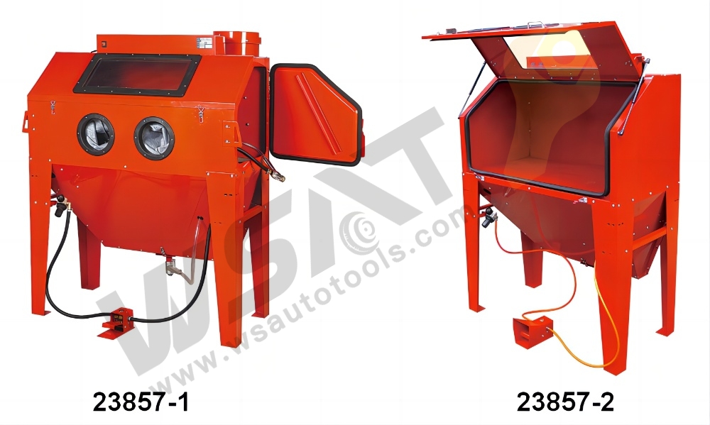 420L Cabinet Sandblaster Industrial-quality Pistol-grip Blassting Gun-foot-pedal Operated