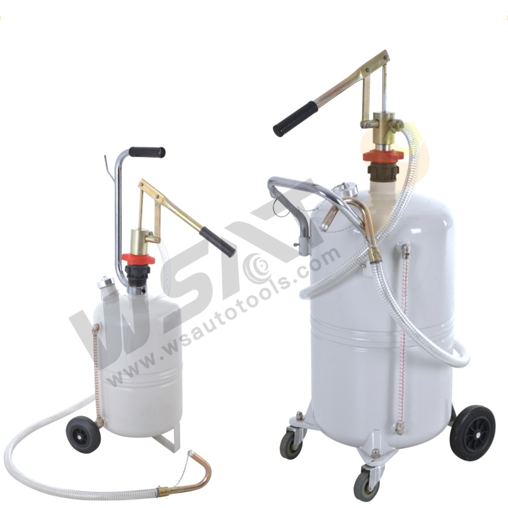 Manual oil dispensers with double-acting pump