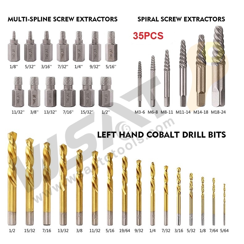 Damaged Bolt Nut Screw Remover Extractor Removal Set--26PC/35PC/49PC