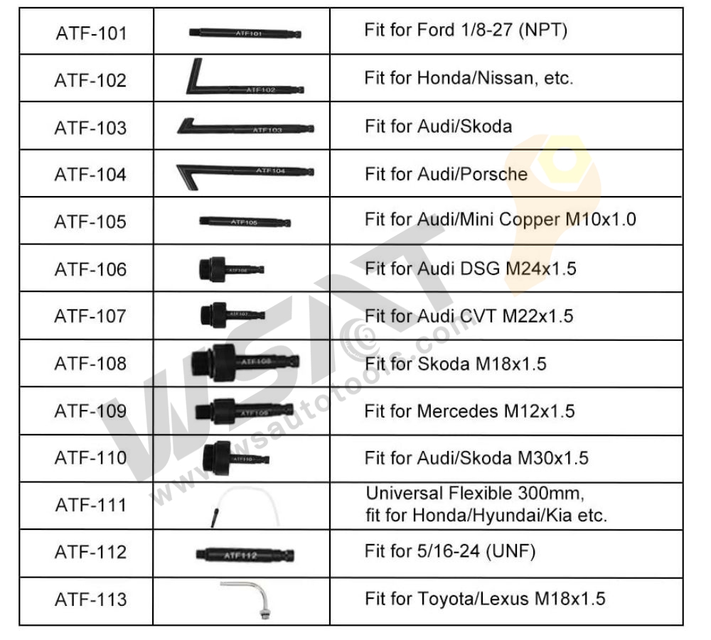 13Pcs ATF Transmission Filling Adapter Set