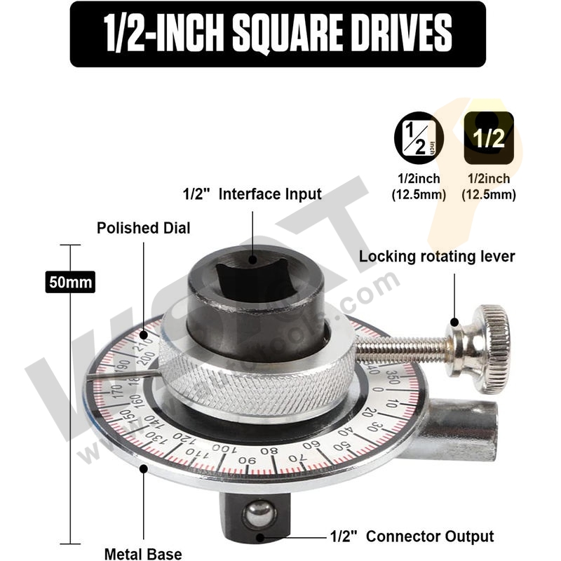 1/2" Sq Drive Angular Torque Gauge with Flexible Clip Arm